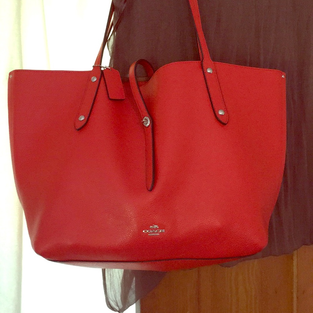 Red Coach tote bag